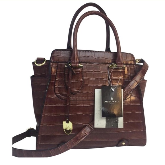 LONDON FOG WOMENS PURSE MAHOGANY CROCO
